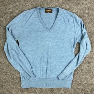 Lahmar Sweater Womens M Blue V-Neck Wool Knit Pullover Vintage USA‎